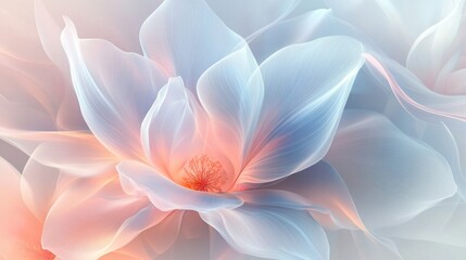Wall Mural - A close up picture of a translucent flower shows detail