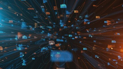Wall Mural - digital network infrastructure cloud computing next-gen information systems