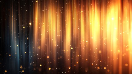 Wall Mural - vertical lines of warm light with scattered golden particles