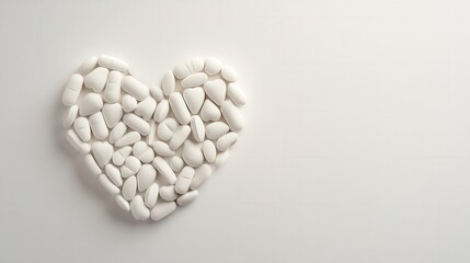 Aufkleber - Heart shaped arrangement of pills and capsules on a minimalistic white background with soft lighting for modern advertisement design