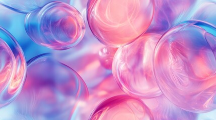 Wall Mural - vibrant translucent spheres and orbs float in a colorful background scene