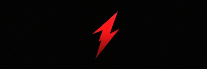 Aufkleber - Bold red lightning bolt icon on black background with striking contrast for graphic design projects