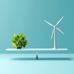 Wall Mural - Eco Goals, A scale balancing green energy and sustainability
