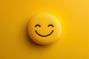 Fototapete - Bright yellow minimalist smiling face icon with a cheerful expression and flat design on a vibrant background
