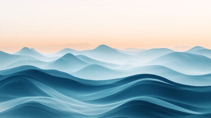 Wall Mural - an abstract landscape of rolling hills with a pastel sky
