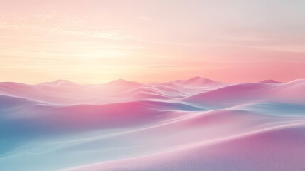 Wall Mural - Beautiful landscape scene depicting rolling hills under colorful soft skies