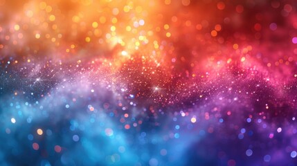 Wall Mural - Abstract multicolored bokeh background with glowing particles