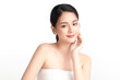 © kitthanes  - Beautiful young asian woman with clean fresh skin on white background, Face care, Facial treatment, Cosmetology, beauty and spa, Asian women portrait.