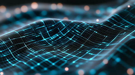 Wall Mural - digital wave: an abstract depiction of a digital wave, rendered in a futuristic aesthetic with a gri