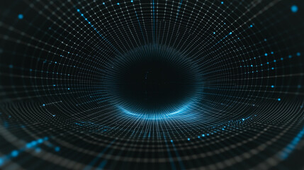 Wall Mural - digital vortex: a mesmerizing, abstract depiction of a digital vortex or tunnel rendered with glowin