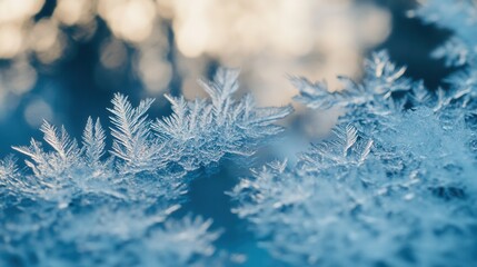 Leinwandbilder - Frozen ice crystals create a mesmerizing abstract frost effect in a serene winter setting