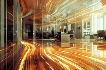 Wall Mural - A room with a long, curving wall and a lot of light