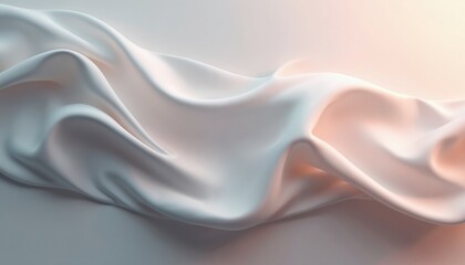 Aufkleber - Smooth white fabric with wavy pattern, light color gradient, wavy folds and soft texture. Silky, shiny drapery background for fashion design and elegant textile, clothes, wallpaper.