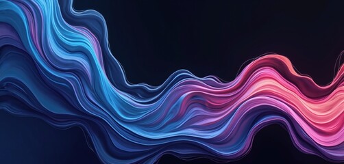 Leinwandbilder - Wavy flowing lines background. Abstract colorful wave pattern design. Blue, pink, violet gradient mesh. Curves motion art for banners, cards, greetings, templates, posters, product demos, web design.