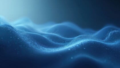 Poster - Abstract blue background with smooth flowing curves elegant highlights. Soft blue gradient mesh with glistering bokeh. Modern futuristic banner for presentation backdrop, digital wallpaper, screen