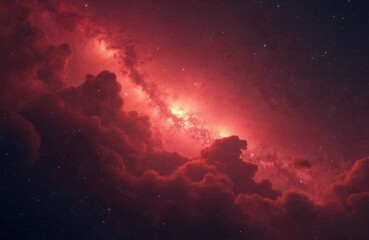 Aufkleber - Red galaxy night sky with stars and Milky Way. Dark red space background. Cosmic nebula and starry sky texture. Astrophotography of universe, cosmos and galaxy view.