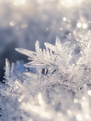 Leinwandbilder - Delicate frozen ice crystals forming intricate patterns with subtle reflections in a soft winter environment