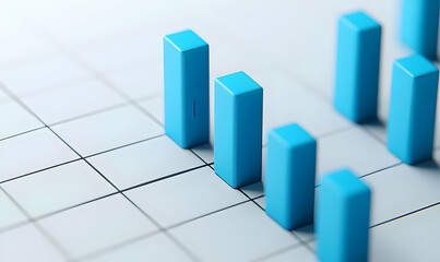 Blue Bar Graph on Light Grid Background for Data Visualization