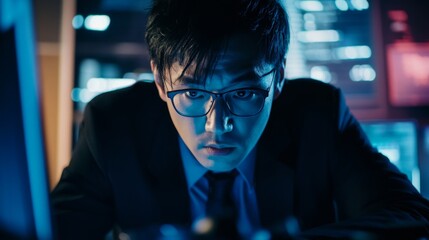 Focused Businessman Deep in Thought