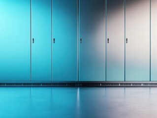 Fototapete - Futuristic Data Center Infrastructure Sleek Chrome Server Rack Design with Gradient Blue Ambient Lighting - Next-Gen Tech Visualization