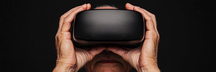 Fototapete - Immersive Digital Frontier Next-Gen VR Experience Unveiling Gen Z Tech Escapism and Sensory Metaverse Interaction in High-Definition Noir Aesthetic
