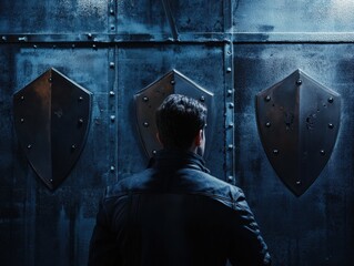 Aufkleber - Digital Guardianship Decoded Cyber Defense Expert Visualizing Multi-Layered Security Strategies in Next-Gen Immersive Tech Environment