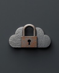 Aufkleber - Cyber Resilience Through Tactile Design Artisan Metal Cloud Security Emblem Showcasing Digital Protections Textural Craftsmanship in Enterprise Technology
