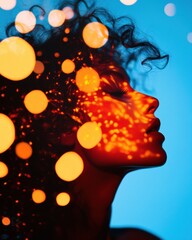 Fototapete - Neuroaesthetic Digital Portrait Immersive Mind-Mapping Visual with Vibrant Chromatic Overlay - Creative Performance and Emotional Intelligence Content