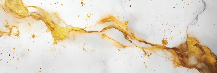 Aufkleber - Luxurious white marble with golden accents and subtle dust creates an elegant and premium minimalist aesthetic in artwork or interior design