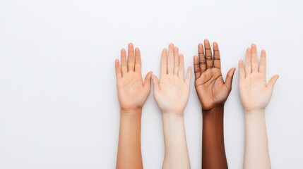 Poster - Unity in Diversity Inclusive Multicultural Hands Raised - Empowering Collaborative Engagement for Social Impact and Global Community Connection