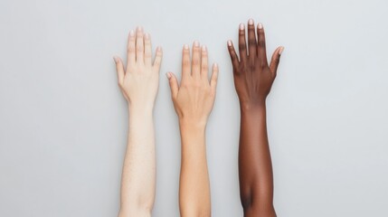 Leinwandbilder - Inclusive Unity Multicultural Hands Rising Together - Empowering Diversity, Social Impact, and Global Community Engagement for Modern Collaborative Campaigns
