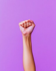 Poster - Bold Empowerment Vibrant Purple Raised Fist - Inclusive Social Change Imagery for Next-Gen Activism, Marketing, and Brand Storytelling
