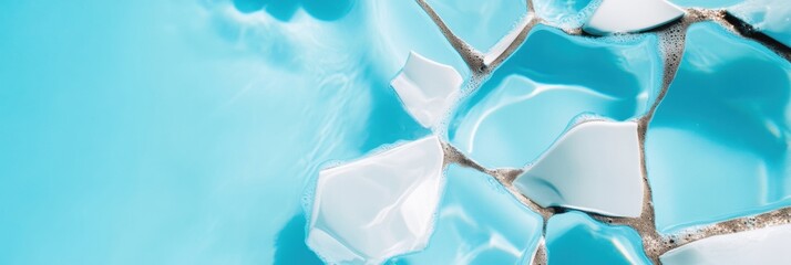 Poster - Aqua Fragmentation Minimalist Blue Ice Crystal Texture - Modern Design Element for Digital Branding, Tech Aesthetics and Creative Visual Marketing