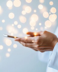 Leinwandbilder - Luminous Healthcare Innovation Futuristic Digital Tablet Interface with Soft Bokeh Lighting - Next-Gen Medical Technology Visualization for Professional Wellness Environments