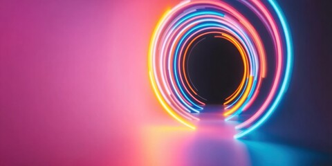 Fototapete - Quantum Velocity Immersive Neon Tunnel Visualization for Digital Transformation, Next-Gen Tech Branding and Innovative Marketing Experiences