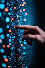 Fototapete - Interactive Data Visualization Immersive Digital Interface with Dynamic Touch-Responsive Holographic Networks for Next-Gen Business Intelligence and AI-Driven Analytics