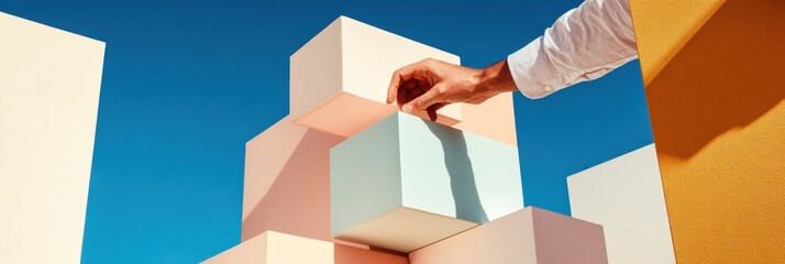 Poster - Minimalist Strategy Vision Geometric Problem-Solving Narrative with Dynamic Hand Interaction - Collaborative Innovation in Modular Design Ecosystem