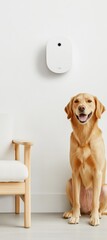 Aufkleber - Smart Pet Living Minimalist IoT Home Integration with Golden Retriever - Cutting-Edge Wellness Technology for Modern Pet Owners and Smart Home Enthusiasts