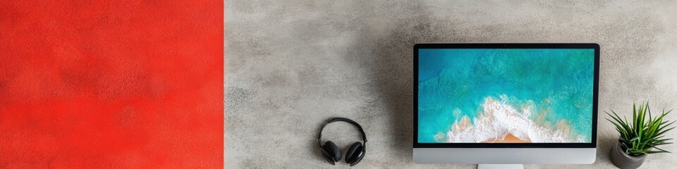 Poster - Minimalist Remote Work Sanctuary High-Performance Digital Workspace with Ergonomic Tech and Urban Industrial Aesthetic for Productivity Optimization