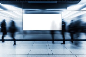 Aufkleber - Hypermodern Digital Mockup AI-Enhanced Corporate Communication Space with Dynamic Motion Blur, Urban Tech Interaction and Next-Gen Display Technology