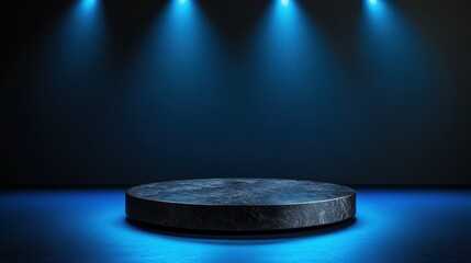 Poster - Futuristic Tech Podium Sleek Metallic Minimalist Display for Cutting-Edge Product Launch and Digital Marketing Innovation in Web 0 Era