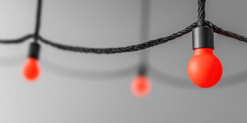 Aufkleber - Minimalist Innovation Vibrant Red Network Nodes on Monochrome String Landscape - Digital Connectivity, Design Precision and Technological Metaphor