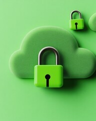 Aufkleber - Lime Green Cyber Security Innovation Minimalist Cloud Data Protection Visualizing Next-Gen Digital Safety with Sleek Encrypted Lock Interface