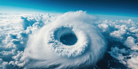 Aufkleber - Climate Crisis Visualization Aerial Drone Capturing Apocalyptic Hurricane Vortex - Immersive Meteorological Data Storytelling for Environmental Awareness and Digital Media Innovation