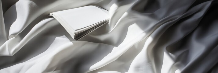 Poster - Minimalist White Paper Flow Soft Textile Dynamics Showcasing Elegant Design Aesthetics in Contemporary Visual Communication and Creative Studio Styling