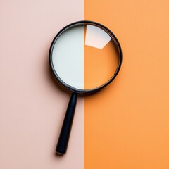 Aufkleber - Minimalist Quality Control Precision Magnifying Glass on Dual-Tone Background - Innovative Design and Professional Inspection Solutions for Modern Business