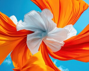 Aufkleber - Fluid Dynamic Color Fusion Vibrant Textile Art Revealing Contemporary Visual Storytelling Through Sculptural Fabric Movement and Ethereal Design Innovation