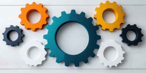 Poster - Collaborative Innovation Dynamics Next-Gen Workflow Optimization with Adaptive Gear Mechanisms - Minimalist Business Transformation Visualization