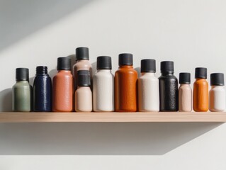 Aufkleber - Minimalist Color Palette Design Ceramic Bottle Collection Showcasing Sustainable Materials and Modern Workspace Organization Trends for Creative Professionals