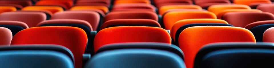Aufkleber - Immersive Conference Design Modern Auditorium Seating with Bold Color Psychology - Innovative Space Optimization for Professional Knowledge Exchange